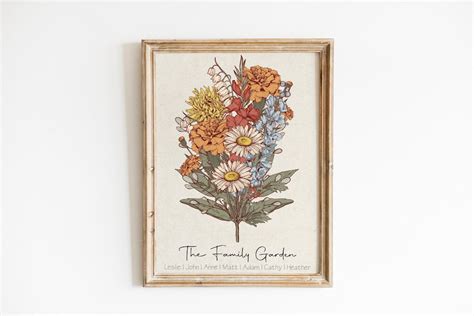 Buy Birth Flower Bouquet | Grandma's Garden Print for Mom Our Family ...