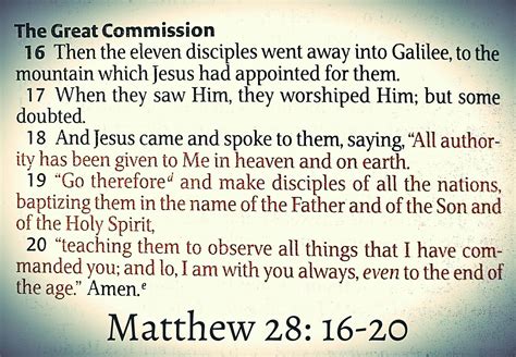Matthew 28:16-20 New King James Version - "The Great Commission - Then ...