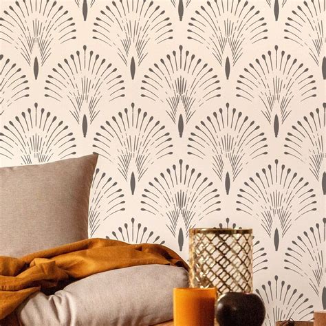 EMILE , Luxury Modern Classic Wallpaper Effect Stencil, Large Painting ...