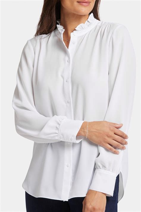 Ruffle Neck Blouse - Optic White White | NYDJ