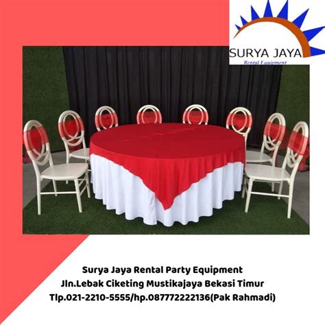 Sewa Meja Bulat Cover Merah Putih Jakarta,Hp.087772222136