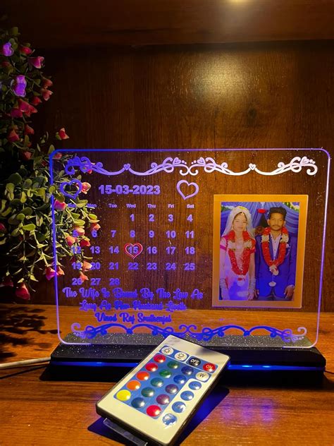 BnC Gifts Acrylic Personalized Led Photo Frame - Anniversary Calendar ...