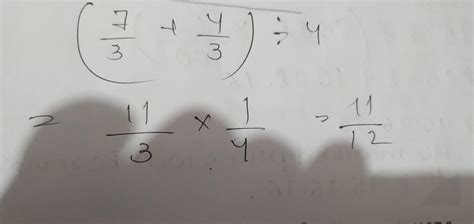 1. Simplify:- (7/3+4/3)÷4 - Brainly.in