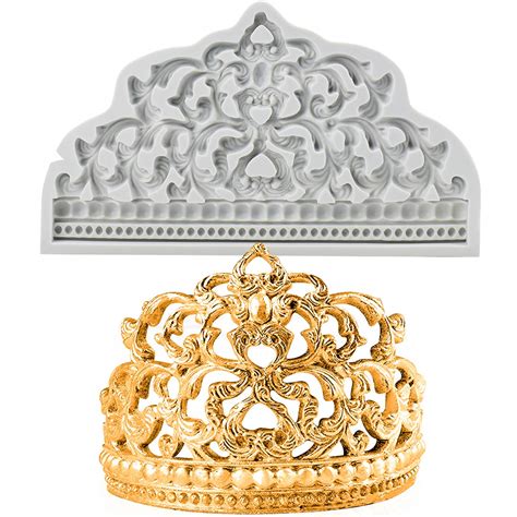 BUSOHA Crown Cake Fondant Molds - Sugarcraft Crown Baroque Style ...