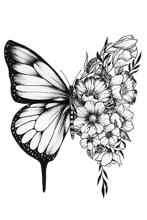 Butterfly And Flower Drawing