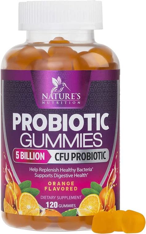 Probiotic Gummies for Digestive Health, Daily Probiotics for Women & Men, 5 Billion CFUs, Nature ...