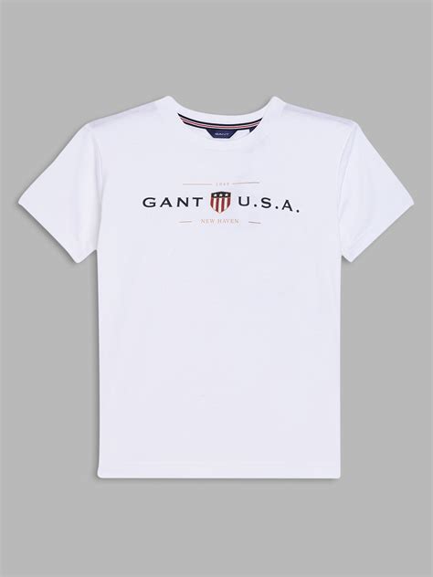 Shop Gant Kids White Logo Regular Fit T-Shirt Online – Iconic India
