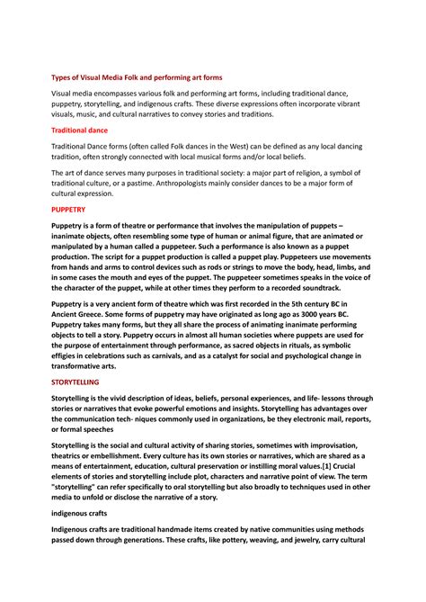Module 2 - study hard - Types of Visual Media Folk and performing art ...