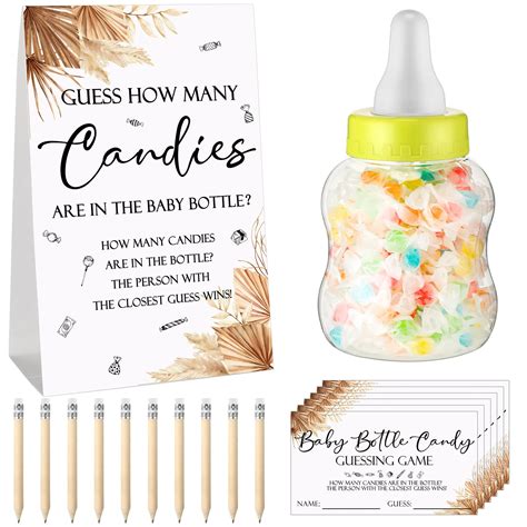 Amazon.com: 62 Pcs Baby Shower Games Guess How Many Candies Are in the ...
