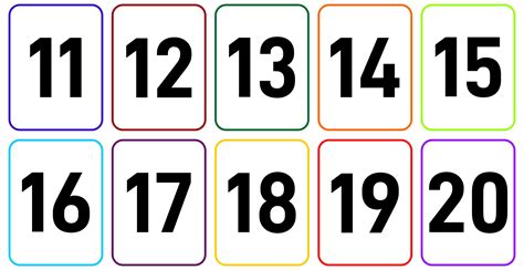 Free Printable Identifying Numbers 11-20 Flashcards Online - Quizizz