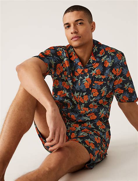 Buy Pure Cotton Floral Print Pyjama Set at Marks & Spencer