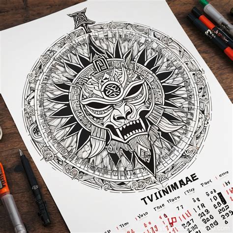 Viking Calendar Mandala Tattoo Template | Stable Diffusion Online