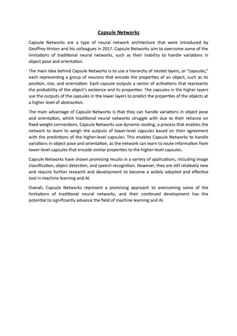 Capsule Networks - Capsule Networks Capsule Networks are a type of ...