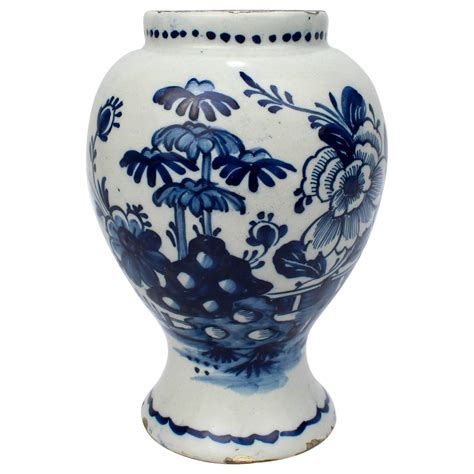 18th Century Dutch Delft Pottery Blue and White Vase / Jar / Urn ...