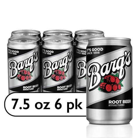 Barq's Root Beer Mini Soda Pop Soft Drink , 7.5 fl oz, 6 Pack Cans ...