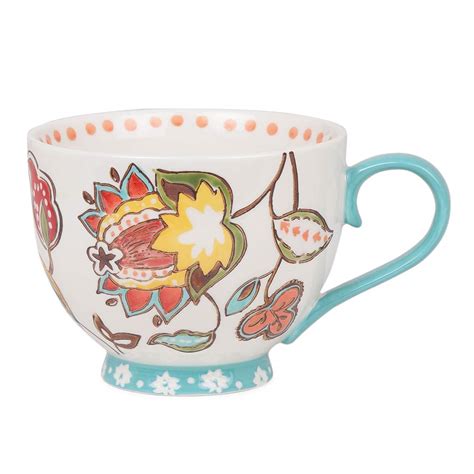 Buy Chumbak Ceramic Boho Spirit Mug - Ivory And Teal, 380 Ml Online at ...