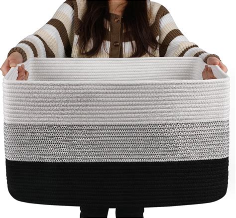 Amazon.com: OIAHOMY Large Blanket Basket, 22”x17”x12” Rectangle Woven ...
