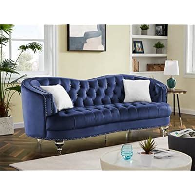 Buy Aoowow Upholstered Sofa 90 Inch Velvet Tufted 3 Seater Couch with ...