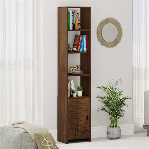 BLUEWUD Barnia Engineered Wood Bookshelf Cabinet Book Rack Organizer ...