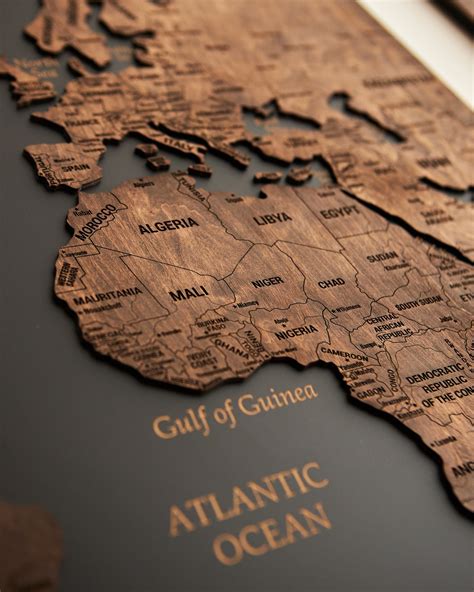 World Map Wall Art Push Pin Map, Cork Board Wooden Travel Map Wall ...