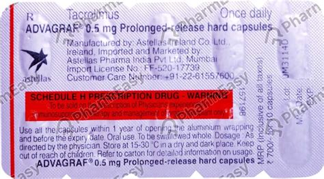 Advagraf 0.5 MG Capsule (10): Uses, Side Effects, Price & Dosage ...