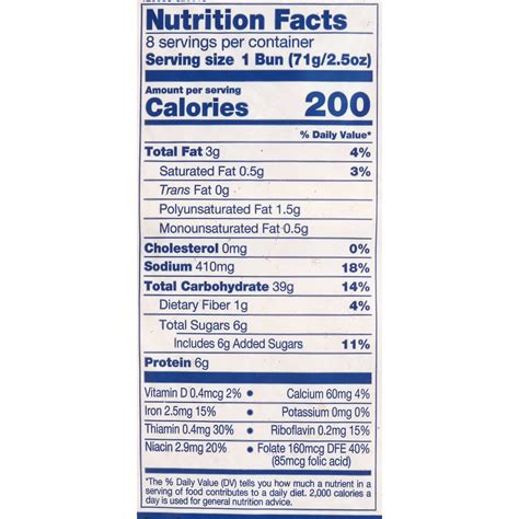 Wonder Bread Hamburger Buns Nutrition Facts | Besto Blog