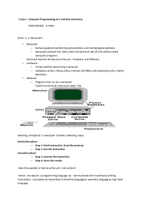 C Programming (CS101) - Key Concepts and Important Notes - Studocu