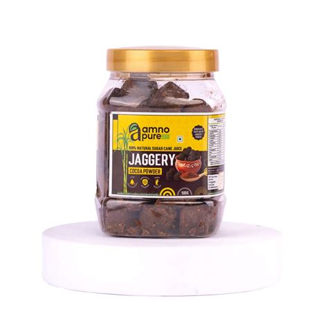 Jaggery with Cocoa 10G Cube Natural Sugarcane Amno Pure - Pet Jar 500G