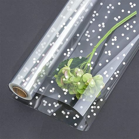 HOMPAL 115 ft Clear Cellophane Wrap Roll (33 in x 115 ft) - Polka Dot ...