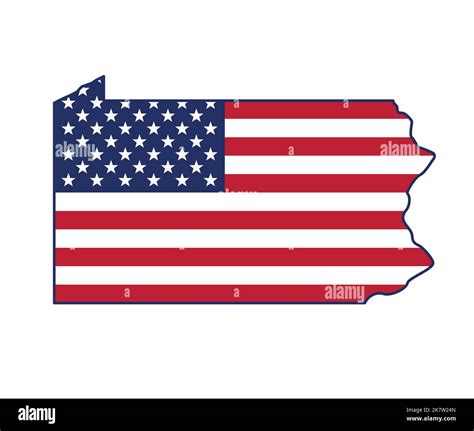 Pennsylvania PA state shape map with USA america flag border simplified ...