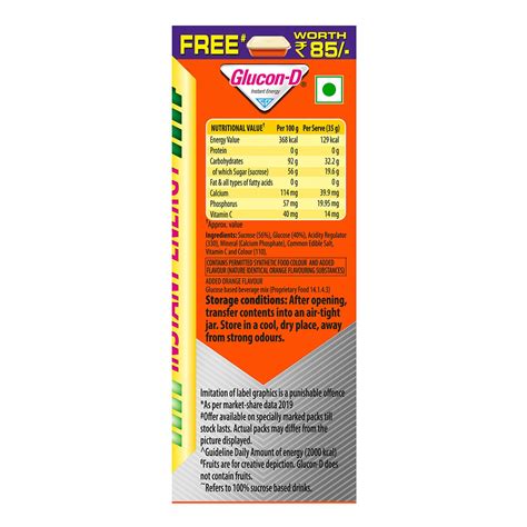 Buy GLUCON-D TANGY ORANGE GLUCOSE POWDER WITH FREE TIFFIN 450G REFILL ...