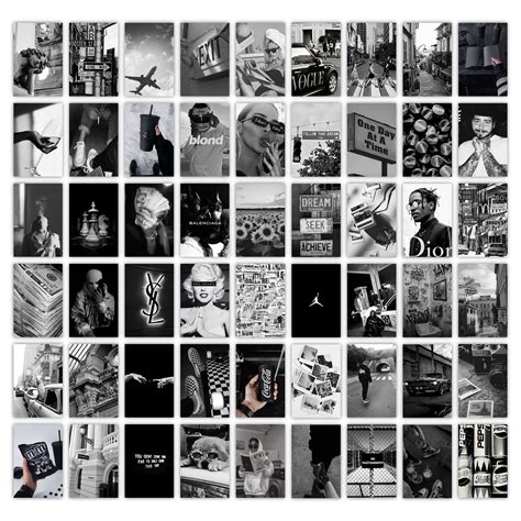 Black & White Wall Collage Kit Pack Of 54 Posters Glue Dots Included ...