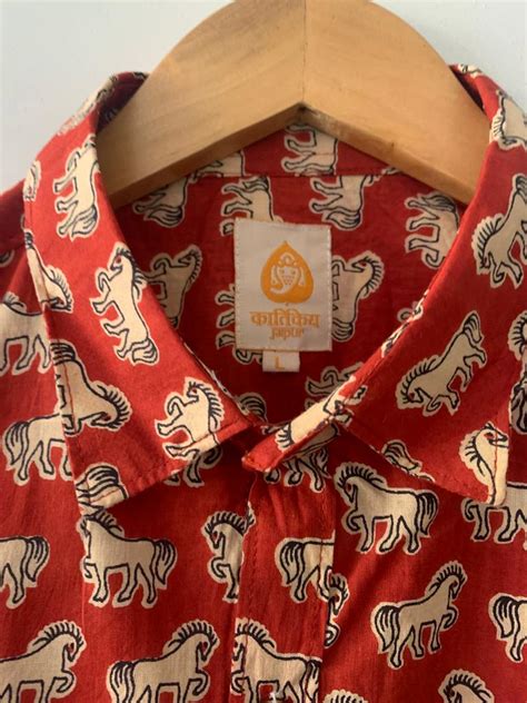 Men's Half Sleeve Cotton Horse Print Shirt – Lable Rahul Singh