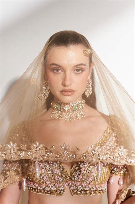 Golden Radiance: Embroidered Lehenga with Sequins and Beaded Detailing ...