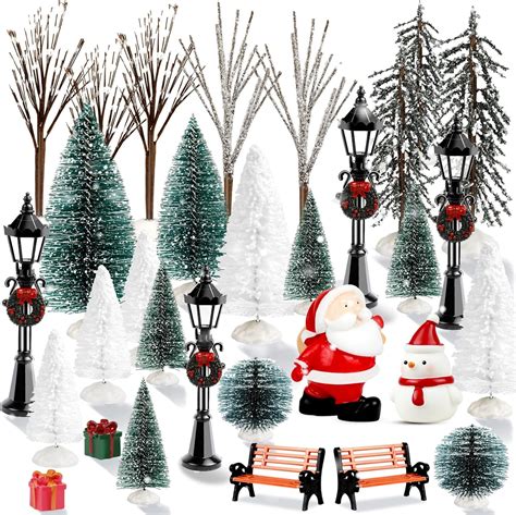 Amazon.com: ONESING 32 Pcs Christmas Village Accessories Bottle Brush ...
