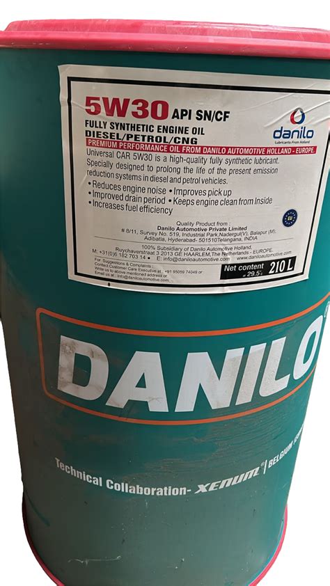 Danilo Holland 5W-30 A3/B4 API SN/CF Fully Synthetic Engine Oil 210 Li ...