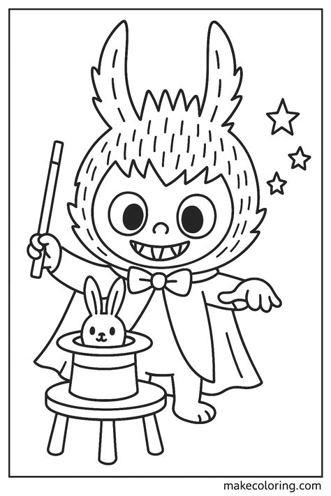 Labubu learning magic tricks show - Página para Colorir Imprimível ...