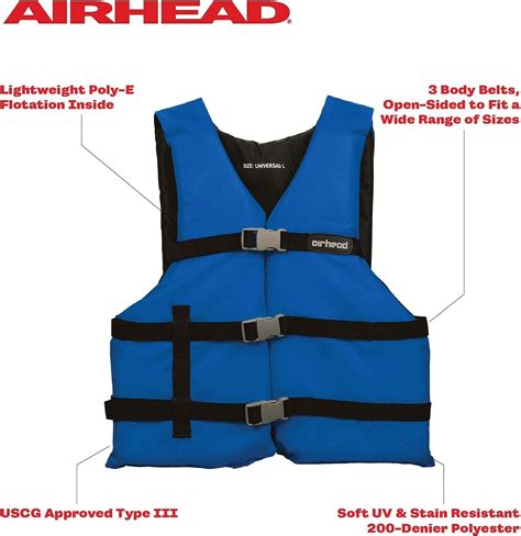 AIRHEAD General All Purpose Life Jacket - US Coast Guard Approved Type ...
