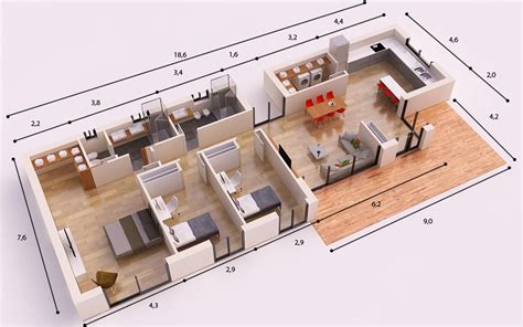 8.6x11.8米三层半新农村房屋设计图_自建房设计图_造型简单造价低新农居 - 轩鼎房屋图纸