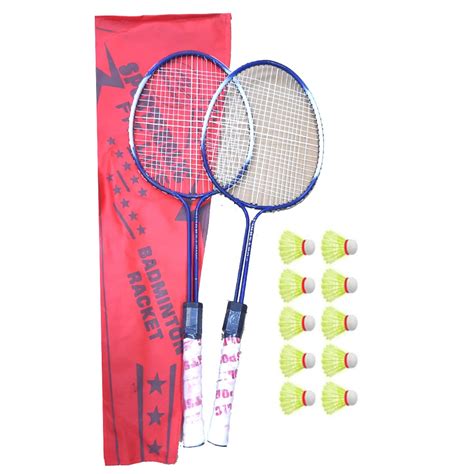 Buy SPORTSHOLIC® Badminton Racquet Set Pair Double Rod with 10 Shuttle ...