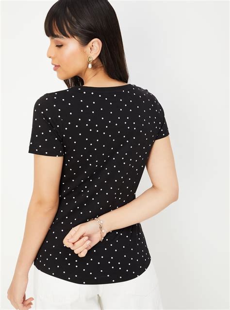 Buy Women Polka Dot Print T-shirt Online at just Rs. 299.0 ...