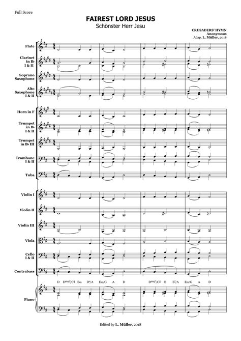 Fairest Lord Jesus - for Beginner Orchestra. (with chords) (arr. L ...