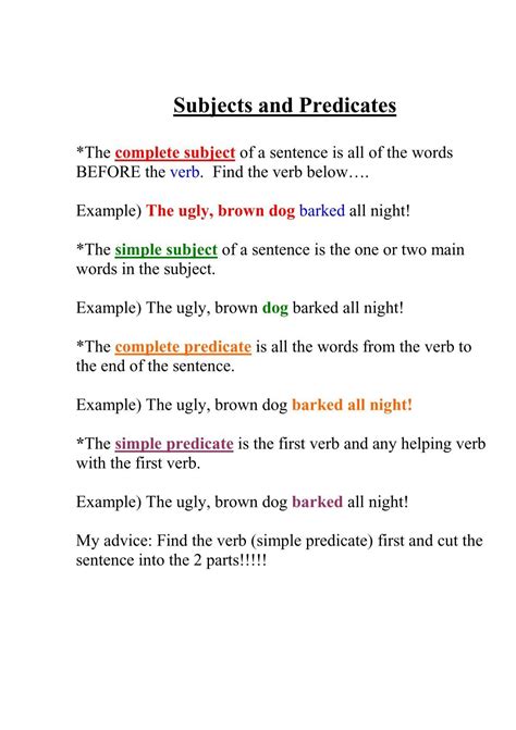 Subject And Predicate Explanation Predicate Adjectives: Explanation