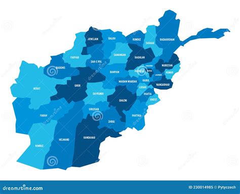 Afghanistan - Map of Provinces Stock Vector - Illustration of administrative, outline: 230014985
