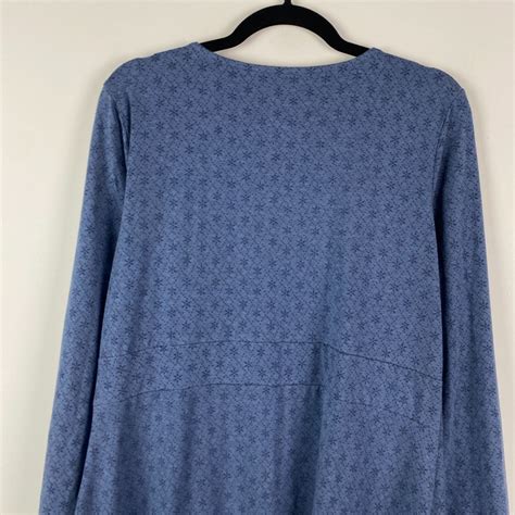 LL Bean Dress Womens XL Long Sleeve V Neck Blue Stretch Surplice Neck ...