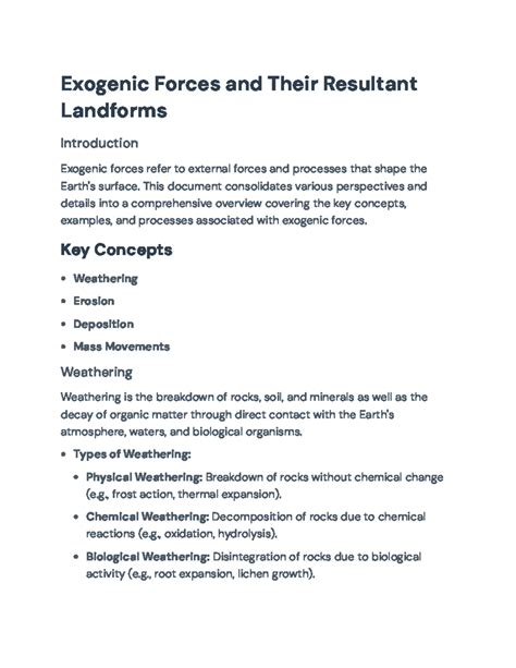 Exogenic Forces and Resultant Landforms: A Comprehensive Overview ...