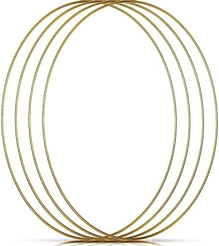 DIAMOND BRAND 20 Inch Gold Metal Floral Wreath Hoops Macrame Hoop Rings ...