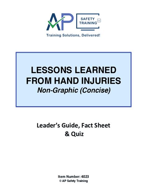 Fillable Online Lessons Learned from Hand Injuries (Non-Graphic Version ...