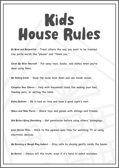 Household Rules - 10 Free PDF Printables | Printablee