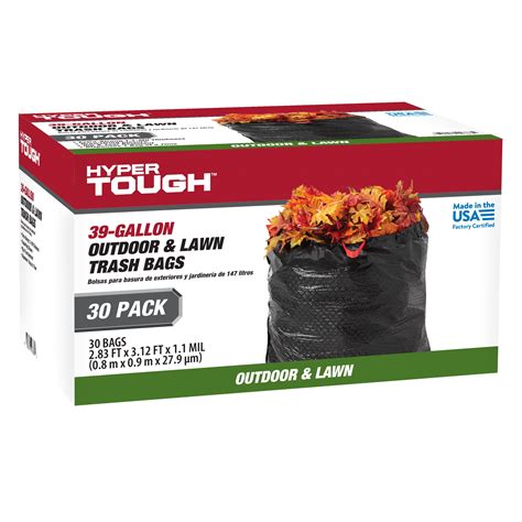 Hyper Tough 39-Gallon Drawstring Heavy Duty Outdoor Lawn Trash Bags 1.1 ...